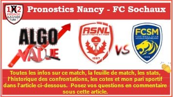 Pronostic Nancy FC Sochaux Ligue 2