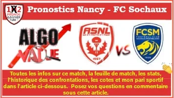Pronostic Nancy FC Sochaux Ligue 2 04-02 Pronostic Nancy FC Sochaux Ligue 2