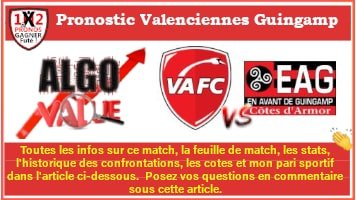 Pronostic Valenciennes Guingamp Ligue 2