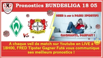 Pronostic Werder Brême Bayer Leverkusen GRATUIT de FRED Tipster Gagner Futé pour tes paris sportifs WPx200-min